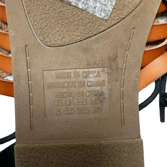 American Eagle Brown Black Woven Gladiator Lace-Up Sandals Size 8 Boho - Picture 9 of 10